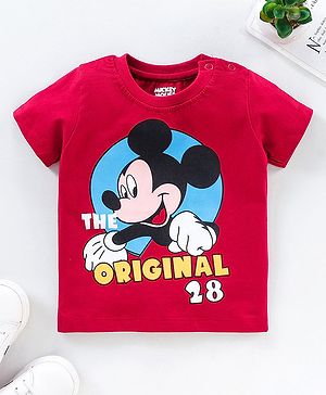 Babyhug Half Sleeves Tee Mickey Print - Red