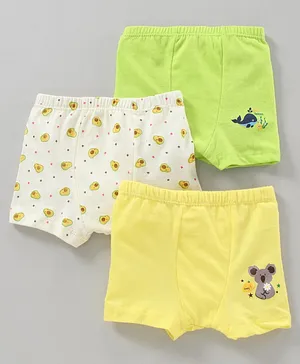 Chicita Cotton Boxers Printed Pack of 3 - White Green Yellow 