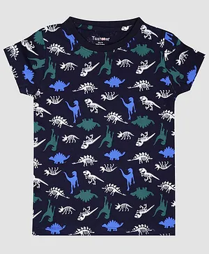 Taatoom Dinosaur Print Short Sleeves Tee - Blue