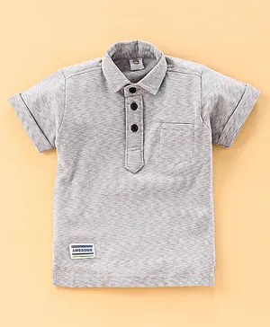 Mini Taurus Half Sleeves Cotton T-shirt Solid - Ash Grey