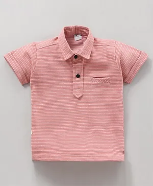 Mini Taurus Half Sleeves T-Shirt Stripes Print - Peach