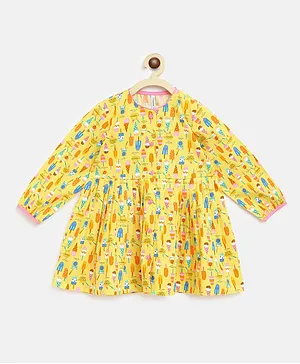 Campana Full Sleeves Ice Cream Print Dress - Yellow