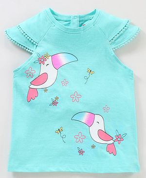 Babyhug Short Sleeves Top Bird Print - Blue