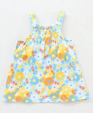 Babyhug Singlet Top Floral Print - Blue