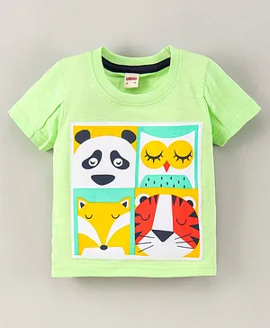 Ojos Half Sleeve T-Shirt Animal Print - Green