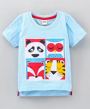 Ojos Half Sleeve T-Shirt Animal Print - Blue