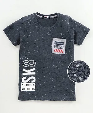 OJOS Half Sleeves T-Shirt Text Print - Navy Blue