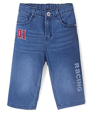 Babyhug Knee Length Washed Denim Jamaican Shorts - Blue