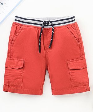 Babyhug Knee Length Cotton Shorts - Orange