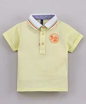 Play by Little Kangaroos Half Sleeves Polo T-Shirt Sunset Patch - Light Yellow