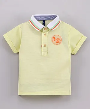 Play by Little Kangaroos Half Sleeves Polo T-Shirt Sunset Patch - Light Yellow
