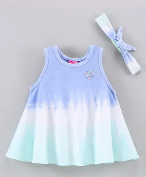 Play by Little Kangaroos Sleeveless Top with Sequinned Heart Applique & Headband - Blue