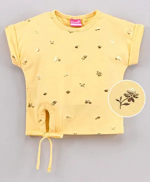 Play by Little Kangaroos Half sleeves Top Foil Printed - Yellow