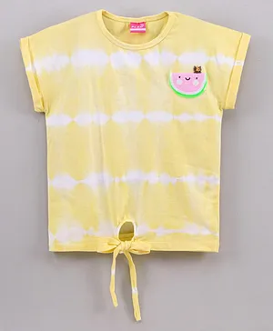 Play by Little Kangaroos Half Sleeves Top with Sequinned Watermelon Applique - Yellow