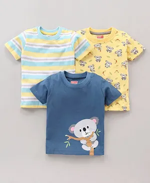 Babyhug Half Sleeves T-shirts Stripes & Koala Print Pack of 3- Multicolor