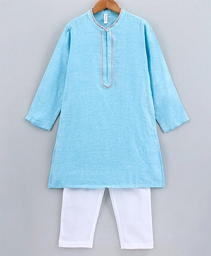 Babyhug Full Sleeves Cotton Kurta Payjama Set - White
