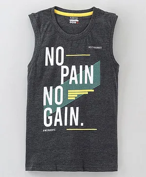 OJOS Sleeveless T-Shirt Text Print - Black