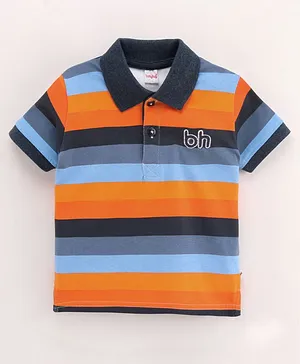 Babyhug Half Sleeves Cotton T-Shirt Stripes Print- Multicolor