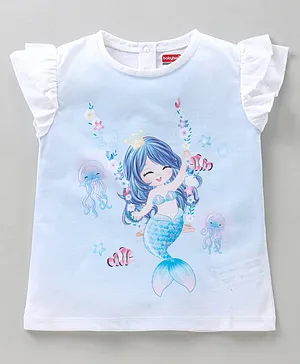 Babyhug Short Sleeves T-Shirt Mermaid Print - White