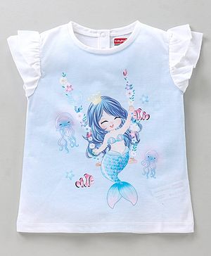 Babyhug Short Sleeves T-Shirt Mermaid Print - White