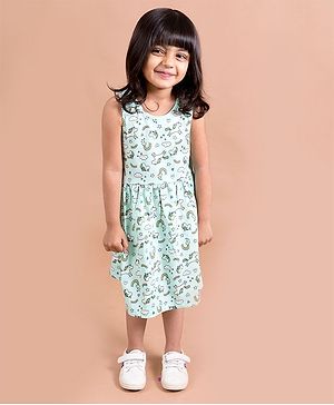 Pspeaches Sleeveless All Over Unicorn Printed Dress - Light Green