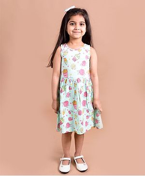 Pspeaches Sleeveless All Over Cupcake Printed Dress - Light Green