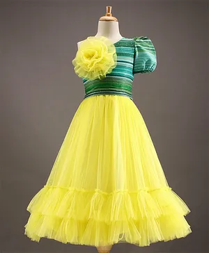 Saka Designs Sleeveless Lehenga Choli Set Corsage Flower - Yellow