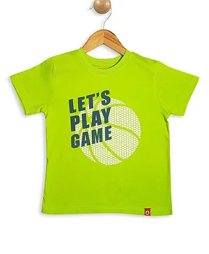 Pinehill Half Sleeves Let's Play Game Print Tee - Lime Green