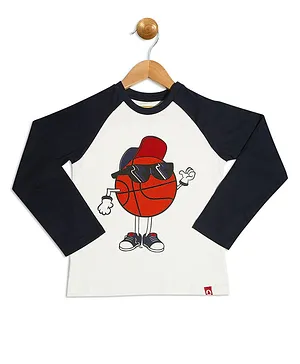 Pinehill Full Sleeves Basketball Print Tee - Navy Blue