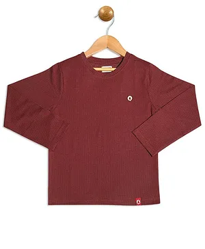 Pinehill Full Sleeves Self Woven Tee - Brown