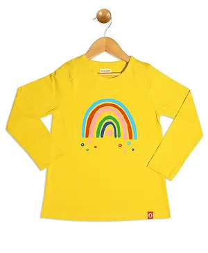 Pinehill Rainbow Print Full Sleeves Top - Yellow