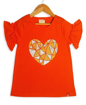 Pinehill Crystal Heart Design Short Sleeves Top - Red