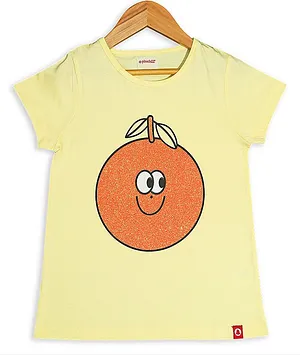 Pinehill Smiley Orange Print Short Sleeves Tee - Yellow