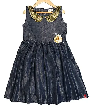 Pinehill Sleeveless Shimmer & Sequin Detailing Dress - Navy Blue