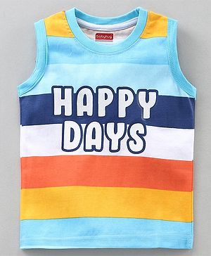 Babyhug Sleeveless T-Shirt Text Print - Multicolor