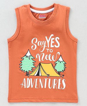 Babyhug Sleeveless T-Shirt Text Print - Orange