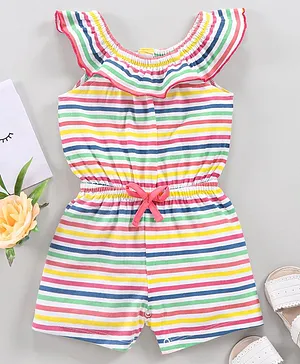 Babyhug 100% Cotton Striped Jumpsuit - Multicolor