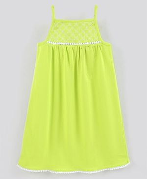 Pine Kids Sleeveless Biowashed Noodle Strap Dress - Green