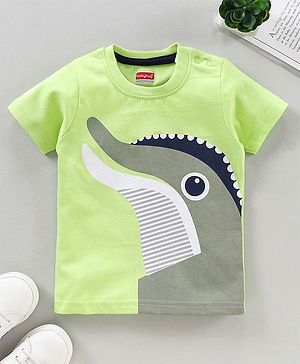 Babyhug Half Sleeves T-Shirts Dolphin Print - Neon Green