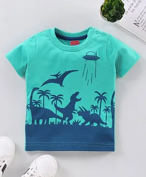 Babyhug Half Sleeves T-Shirt Dinosaur Print - Blue