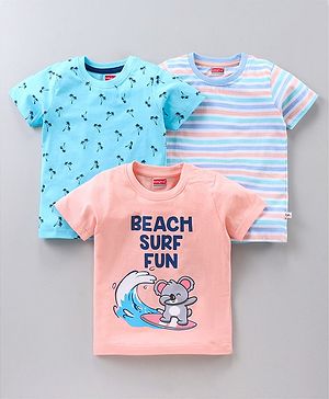 Babyhug Half Sleeves T-Shirts Multi Print Pack of 3 - Multicolour