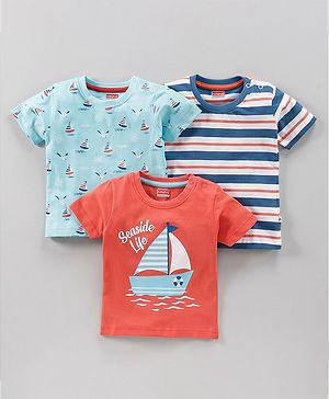Babyhug Half Sleeves T-Shirt Pack Of 3 - Multicolor