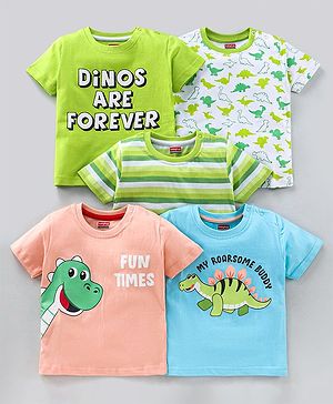 Babyhug Half Sleeves T-Shirts Multi Print Pack Of 5 - Multicolour