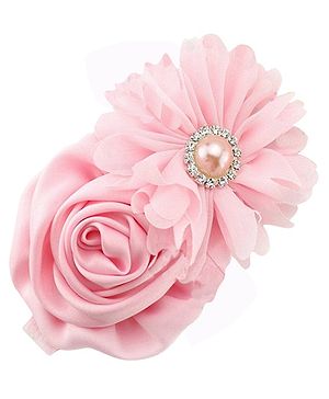 Akinos Kids Rose Soft Lace Flower Headband- Light Pink