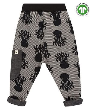 Turtledove London Organic Cotton Reversible Full Length Harem Pant - Black Pumice