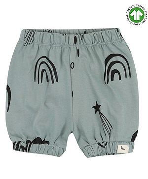 Turtledove London Organic Cotton Knee Length Shorts Star Print - Light Green