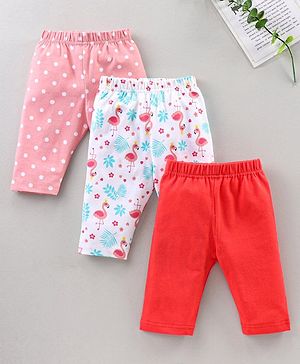 Babyhug Three Fourth Length Lycra Leggings Pack of 3 - Multicolor