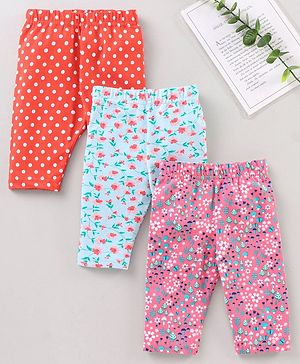 Babyhug 3/4th Lycra Leggings Printed Pack Of 3 - Multicolor