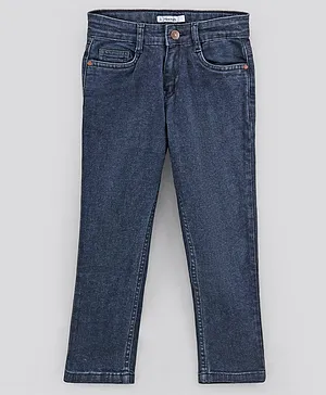 Pine Kids Full Length Solid Color Stretchable Denim Jeans - Dark Blue