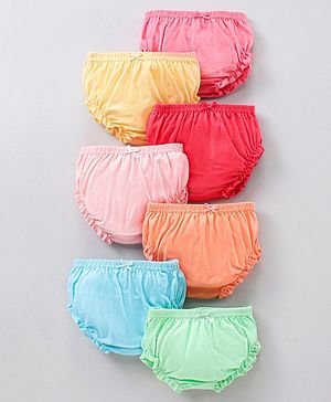 Babyhug 100% Cotton Bloomers Pack Of 7 - Red Blue Green Yellow Pink Orange